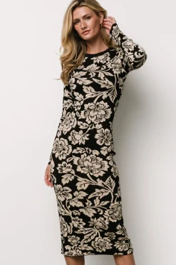 Hot Baltic Born Marci Sweater Dress | Black + Ivory Floral Black+IvoryFloral