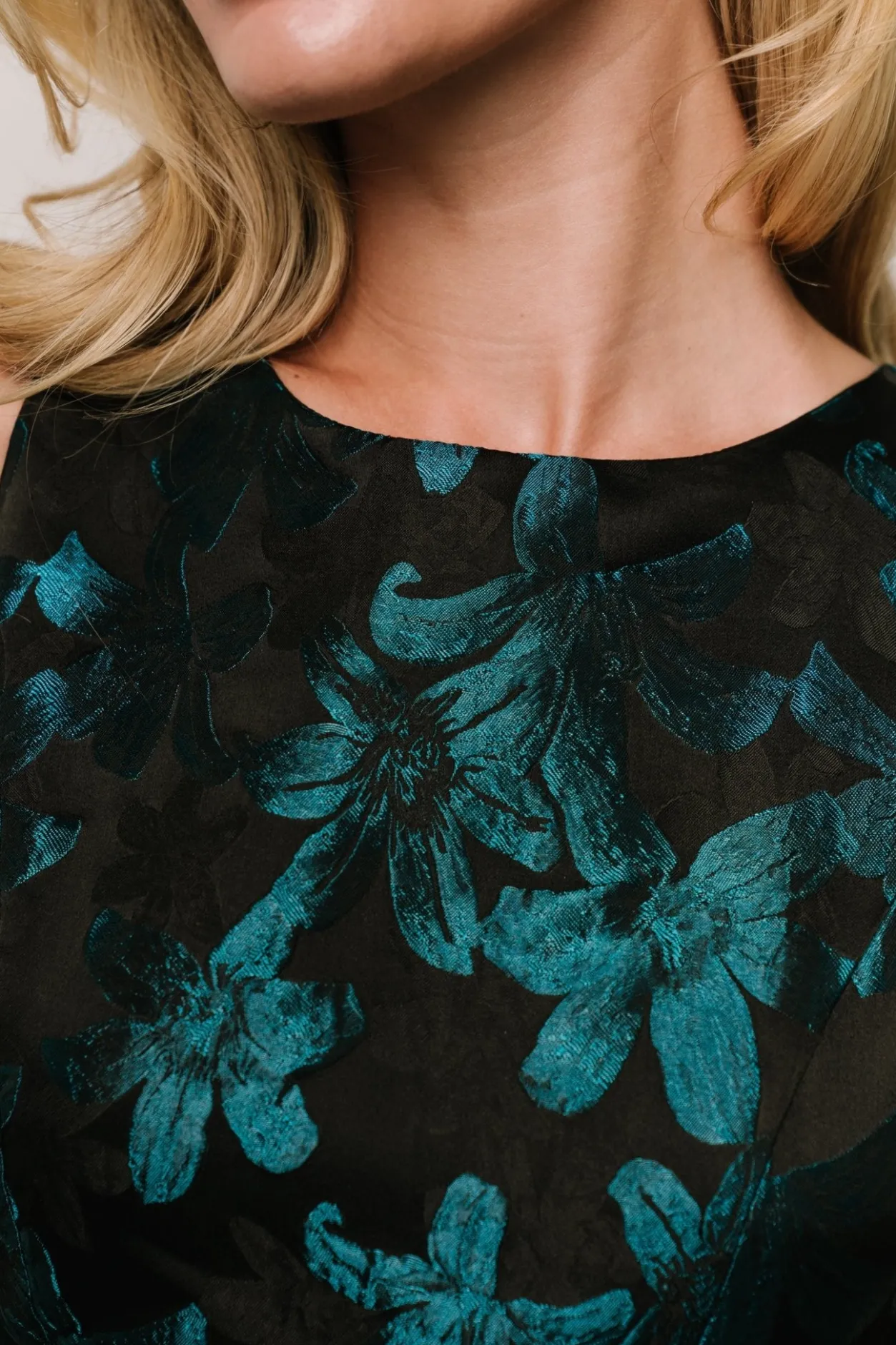 Outlet Baltic Born Maren Embossed Midi Dress | Black + Teal Floral Black+TealFloral