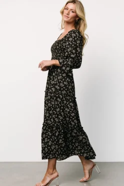 New Baltic Born Margareta Tiered Dress | Black Floral BlackFloral