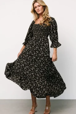 New Baltic Born Margareta Tiered Dress | Black Floral BlackFloral