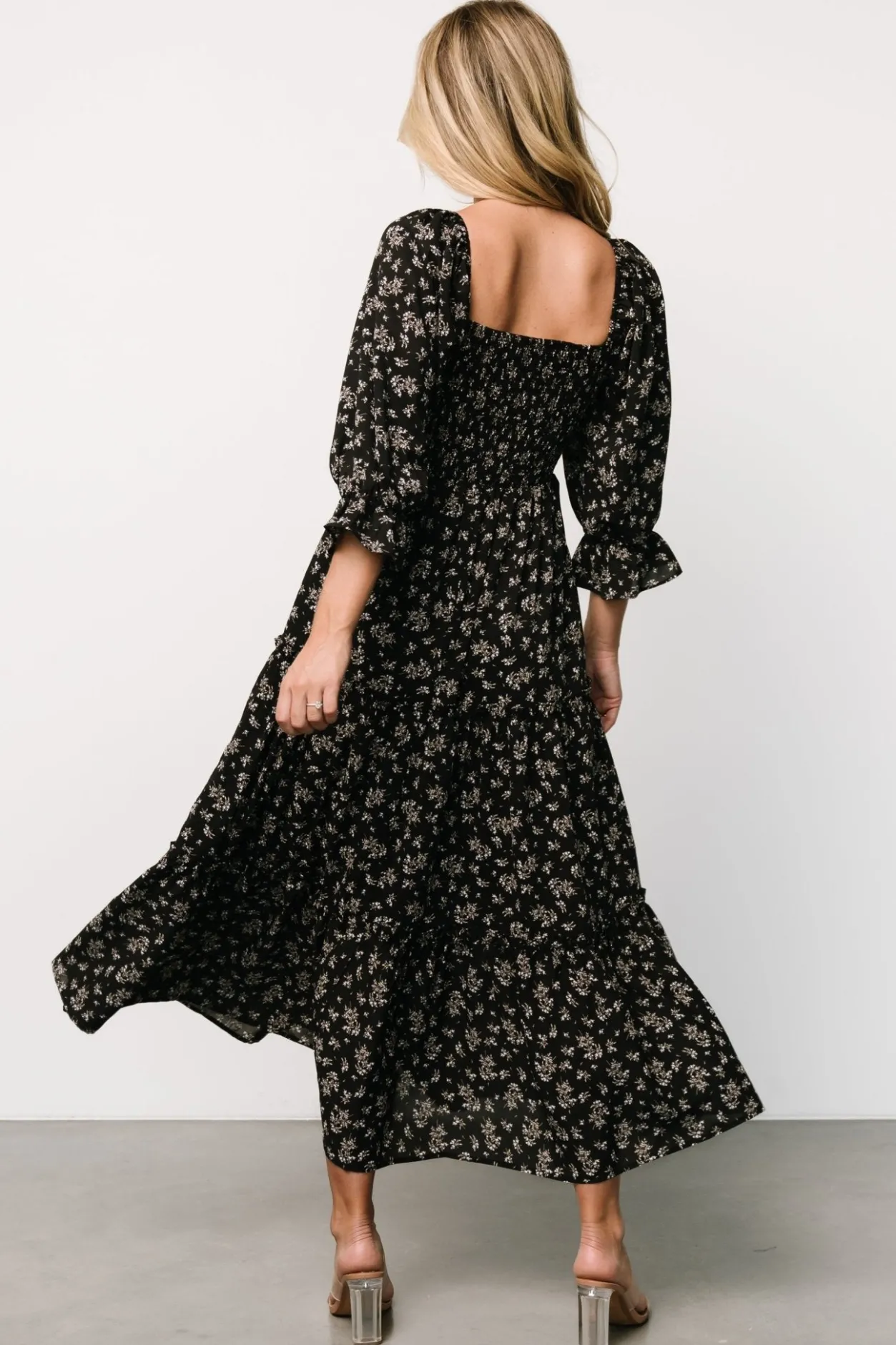 New Baltic Born Margareta Tiered Dress | Black Floral BlackFloral