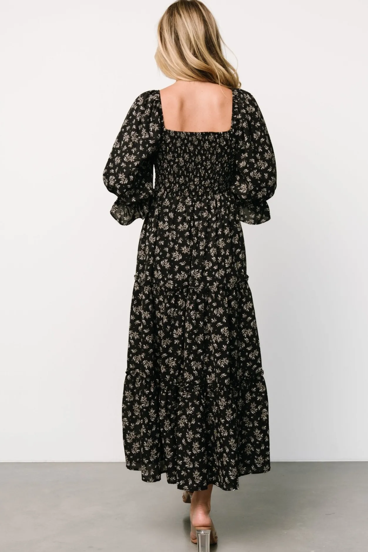 New Baltic Born Margareta Tiered Dress | Black Floral BlackFloral