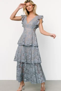 Fashion Baltic Born Margot Lace Tiered Maxi Dress | Dusty Slate DustySlate