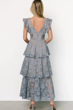 Fashion Baltic Born Margot Lace Tiered Maxi Dress | Dusty Slate DustySlate