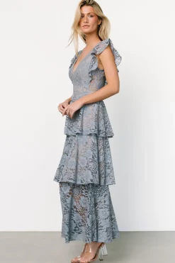 Fashion Baltic Born Margot Lace Tiered Maxi Dress | Dusty Slate DustySlate