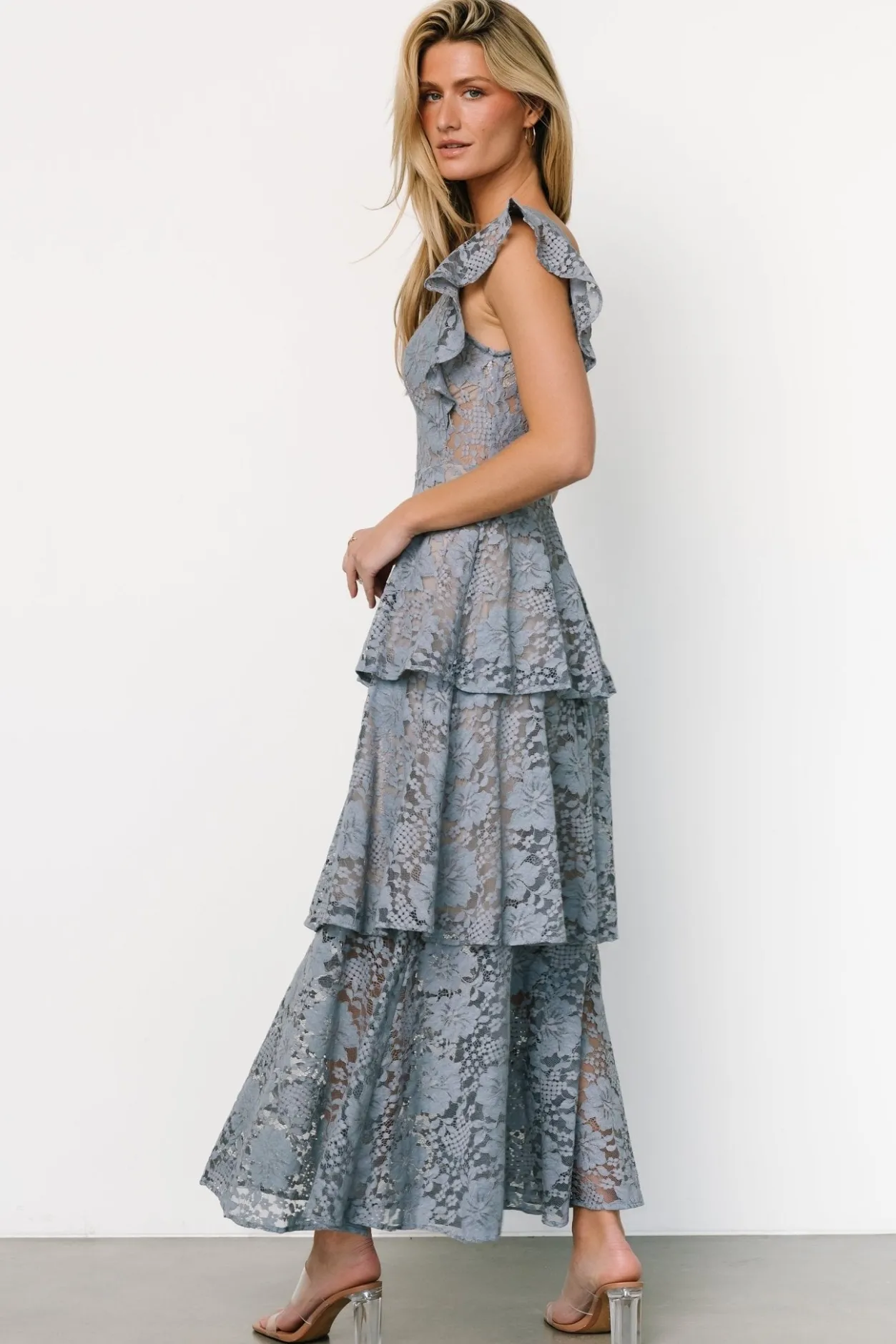 Fashion Baltic Born Margot Lace Tiered Maxi Dress | Dusty Slate DustySlate