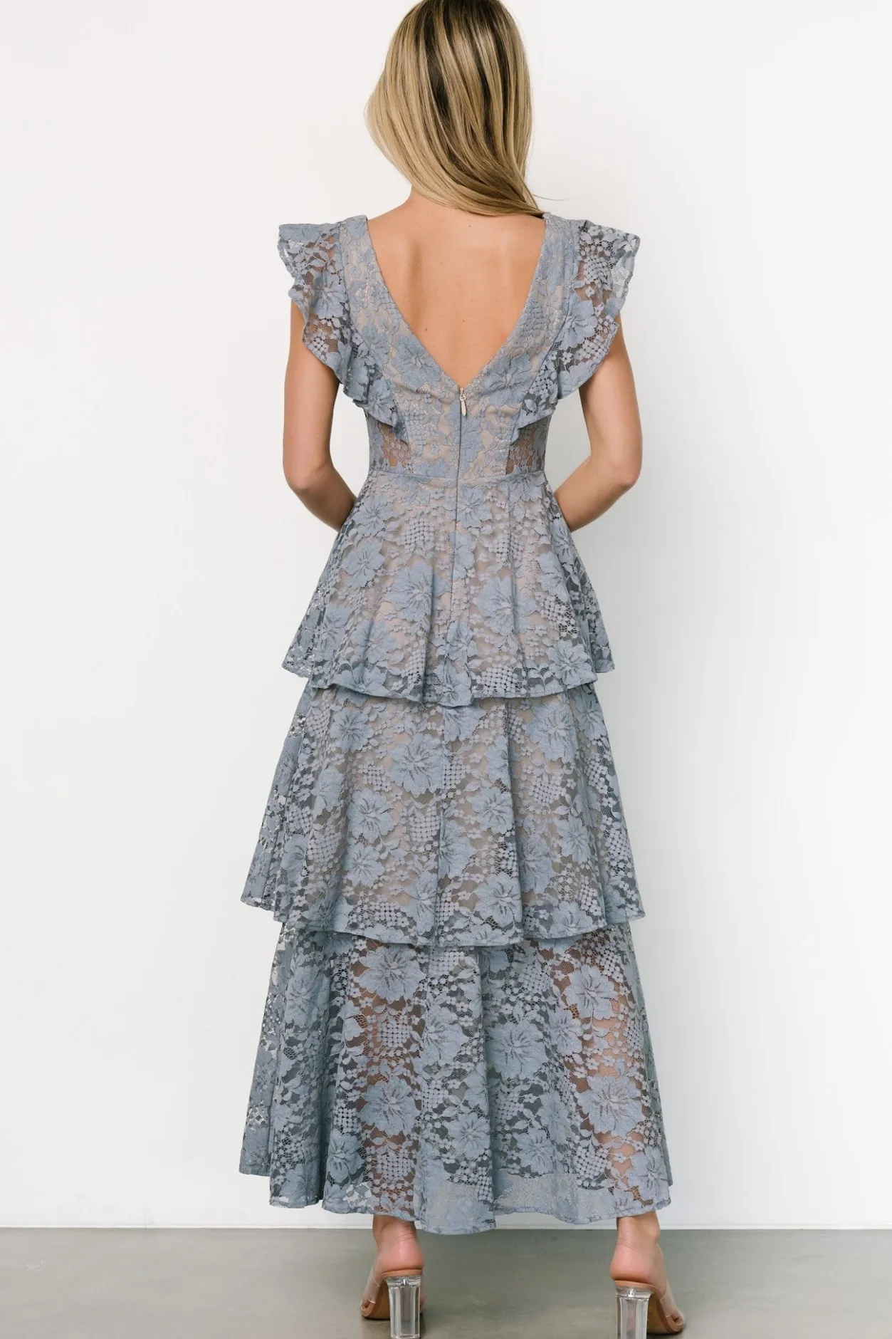 Fashion Baltic Born Margot Lace Tiered Maxi Dress | Dusty Slate DustySlate