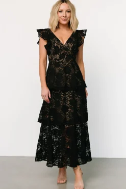 Discount Baltic Born Margot Lace Tiered Maxi Dress | Black + Nude Black+Nude