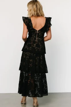 Discount Baltic Born Margot Lace Tiered Maxi Dress | Black + Nude Black+Nude