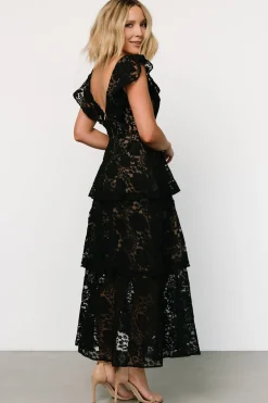 Discount Baltic Born Margot Lace Tiered Maxi Dress | Black + Nude Black+Nude