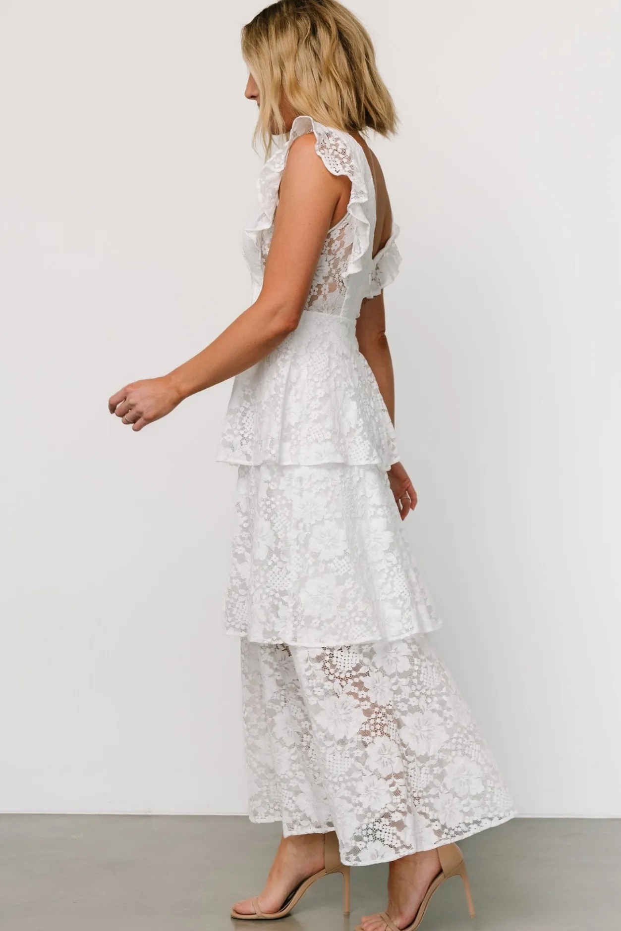 Best Baltic Born Margot Lace Tiered Maxi Dress | Off White OffWhite