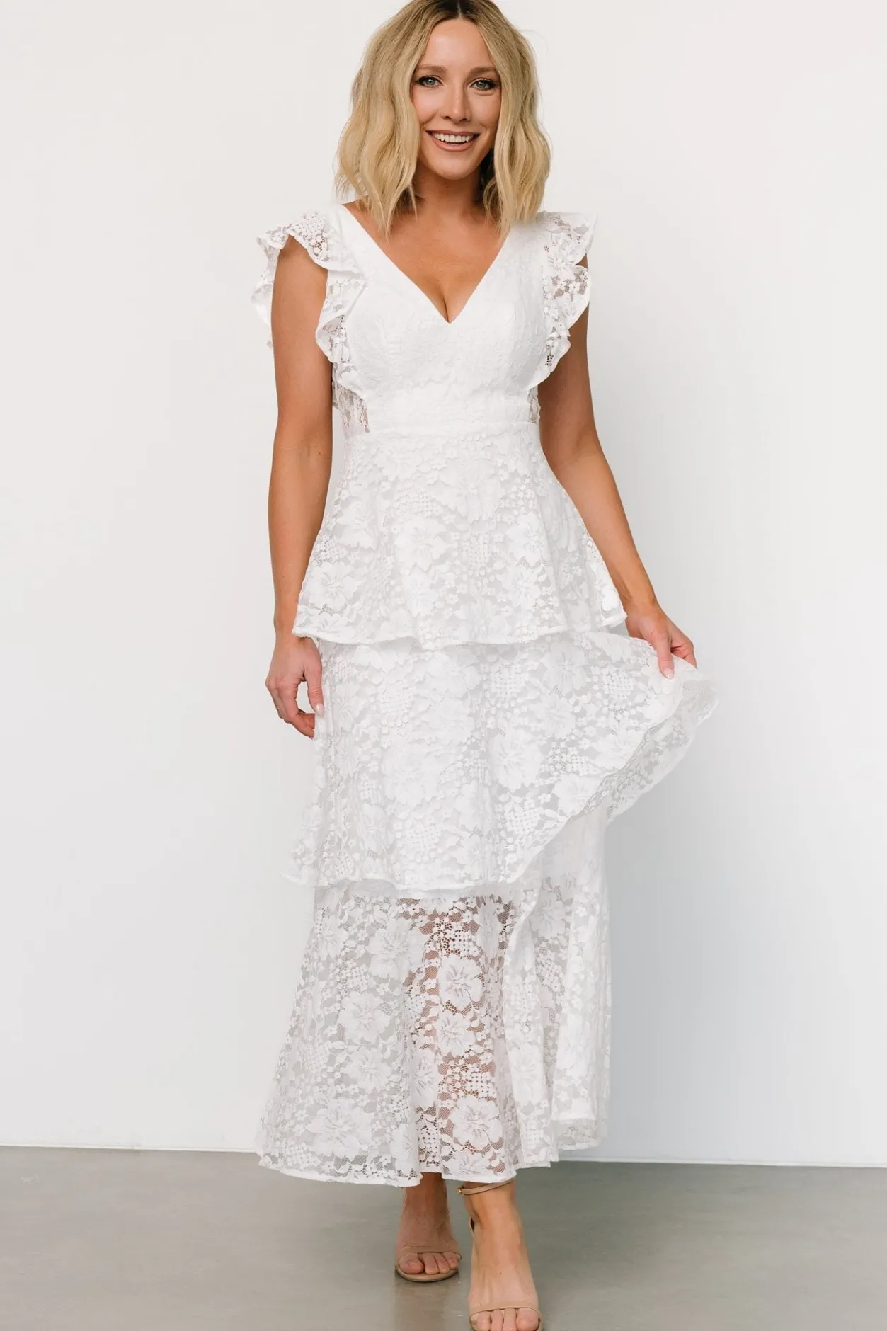 Best Baltic Born Margot Lace Tiered Maxi Dress | Off White OffWhite