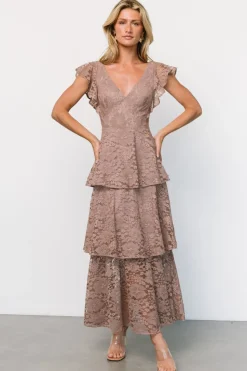 New Baltic Born Margot Lace Tiered Maxi Dress | Desert Taupe DesertTaupe