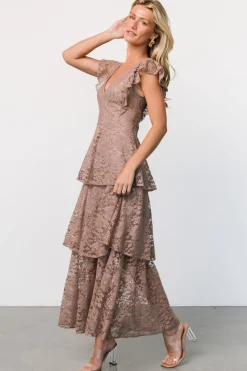 New Baltic Born Margot Lace Tiered Maxi Dress | Desert Taupe DesertTaupe