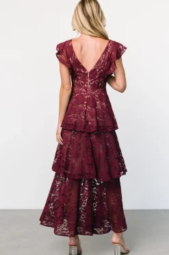 Online Baltic Born Margot Lace Tiered Maxi Dress | Wine