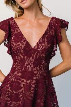 Online Baltic Born Margot Lace Tiered Maxi Dress | Wine
