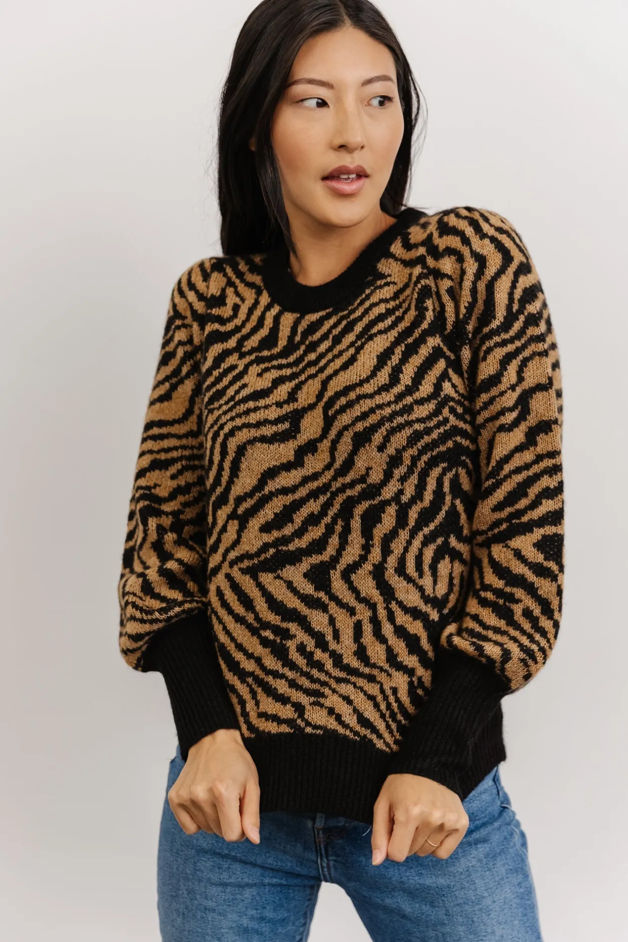 Sale Baltic Born Mariam Knit Sweater | Black + Camel Black+Camel