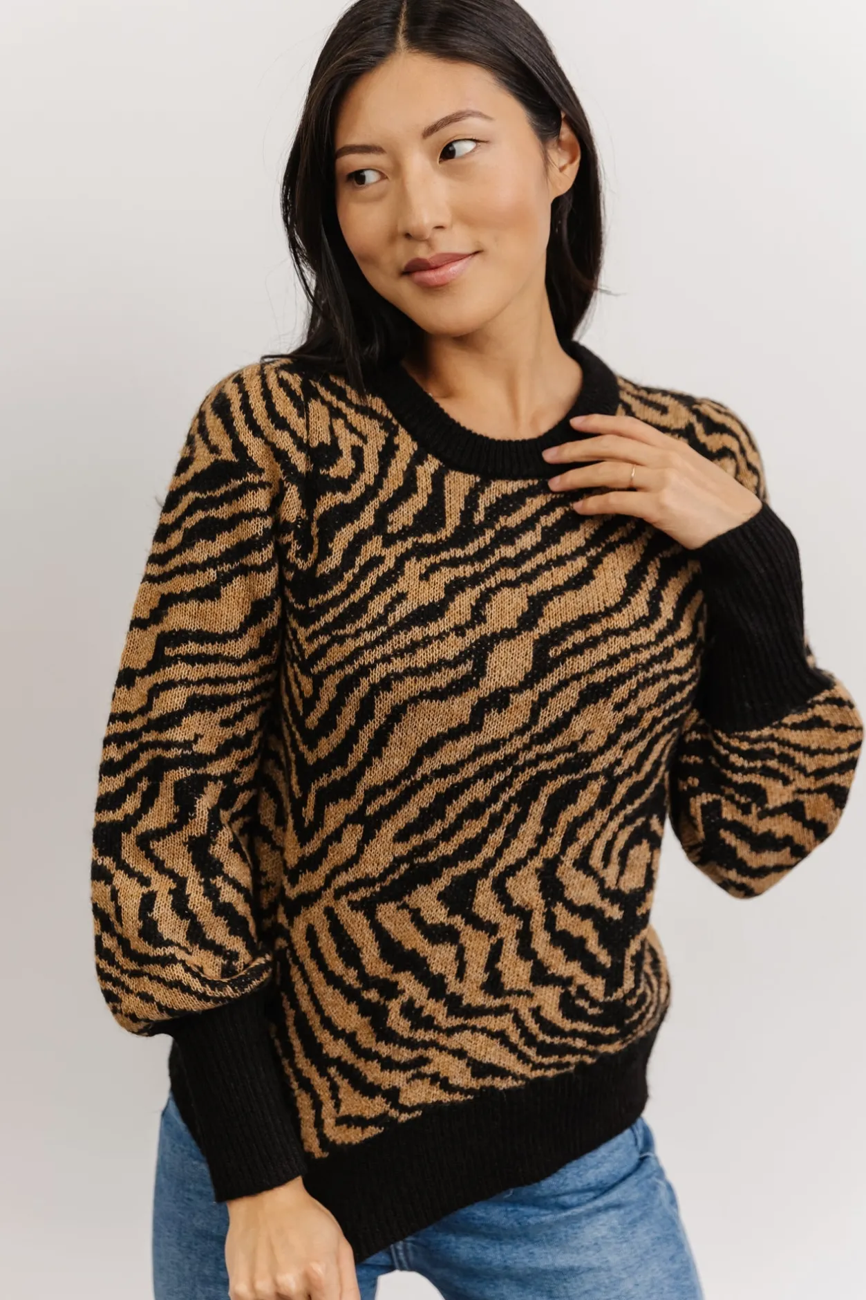Sale Baltic Born Mariam Knit Sweater | Black + Camel Black+Camel