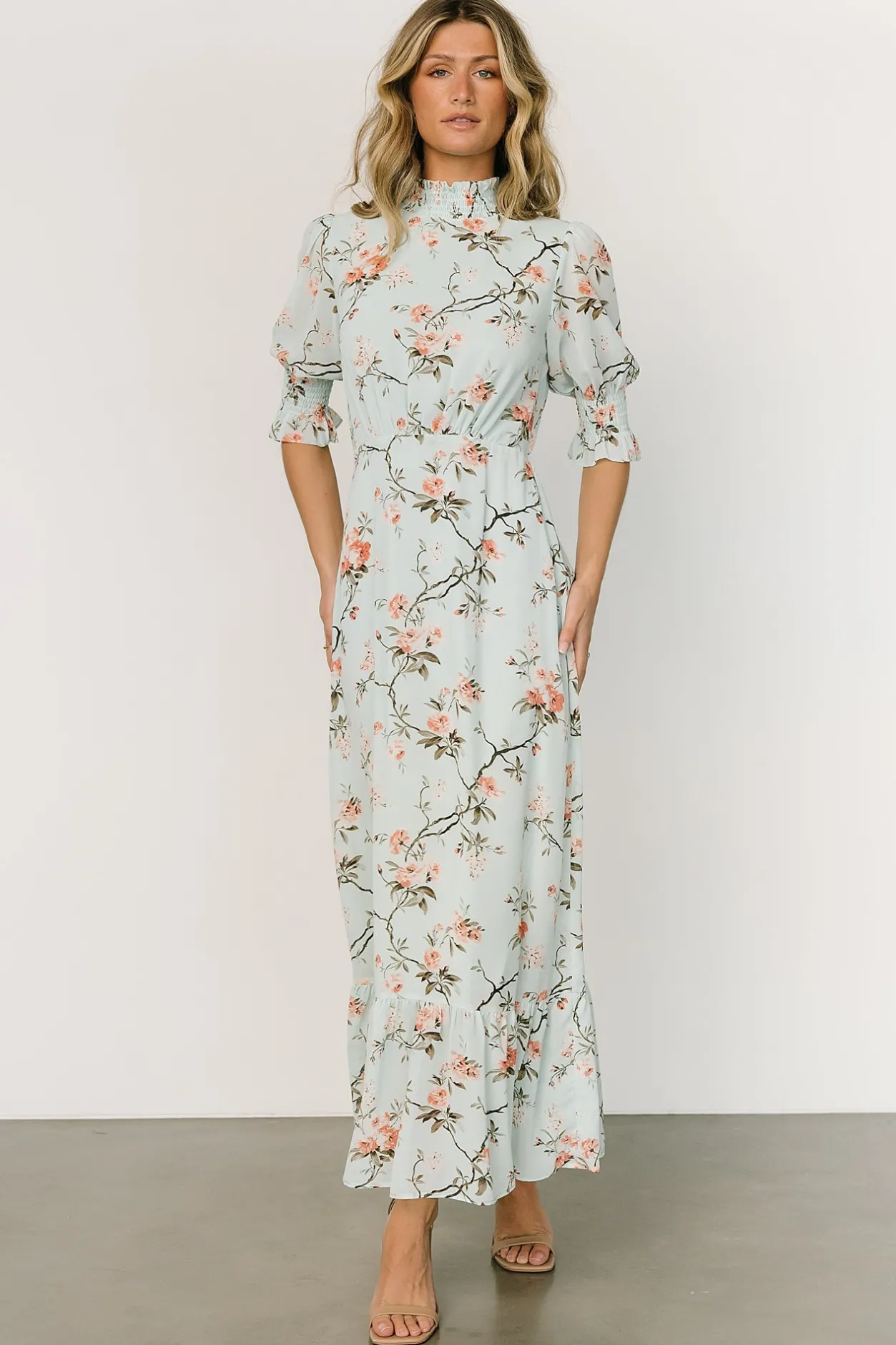 Hot Baltic Born Marie Mock Neck Maxi Dress | Sage Floral SageFloral