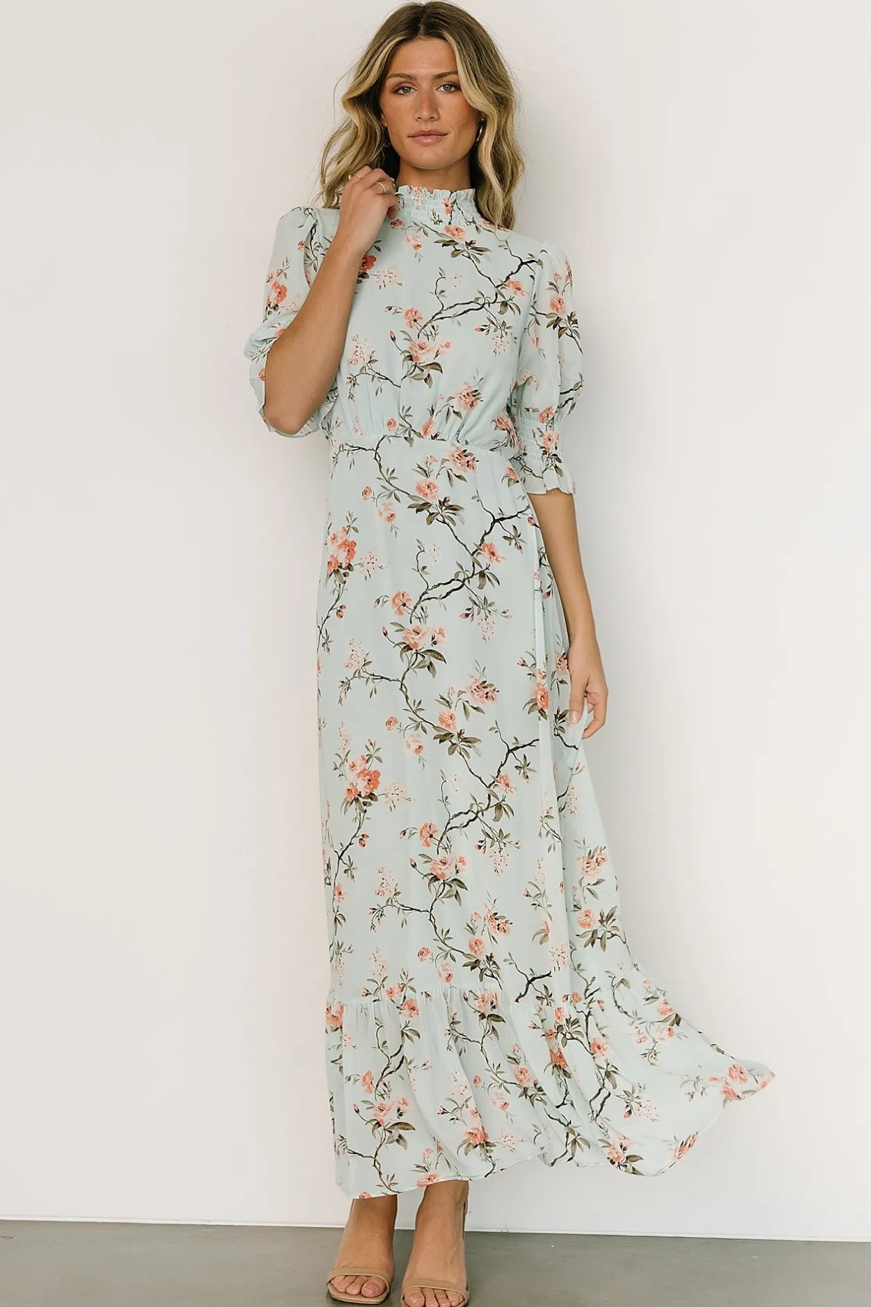 Hot Baltic Born Marie Mock Neck Maxi Dress | Sage Floral SageFloral