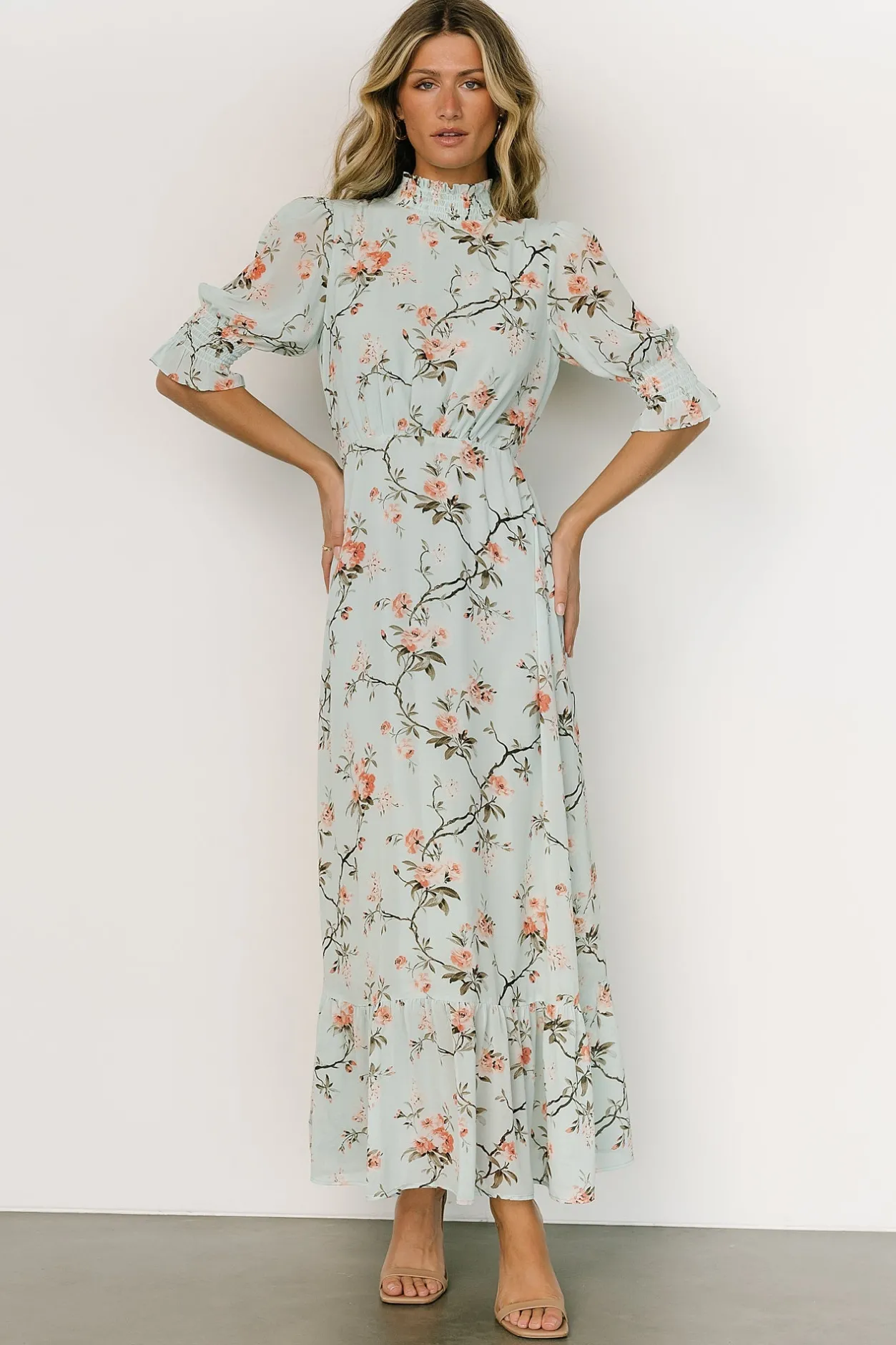 Hot Baltic Born Marie Mock Neck Maxi Dress | Sage Floral SageFloral