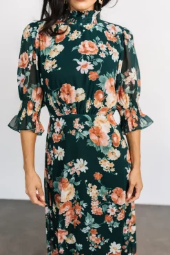 Clearance Baltic Born Marie Mock Neck Maxi Dress | Dark Green Floral DarkGreenFloral