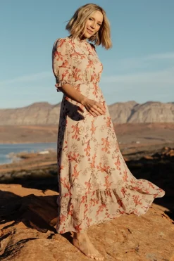 Clearance Baltic Born Marie Mock Neck Maxi Dress | Blush Floral BlushFloral
