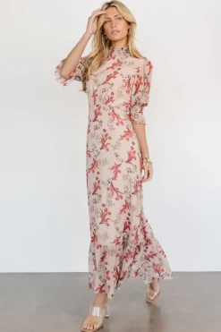 Clearance Baltic Born Marie Mock Neck Maxi Dress | Blush Floral BlushFloral