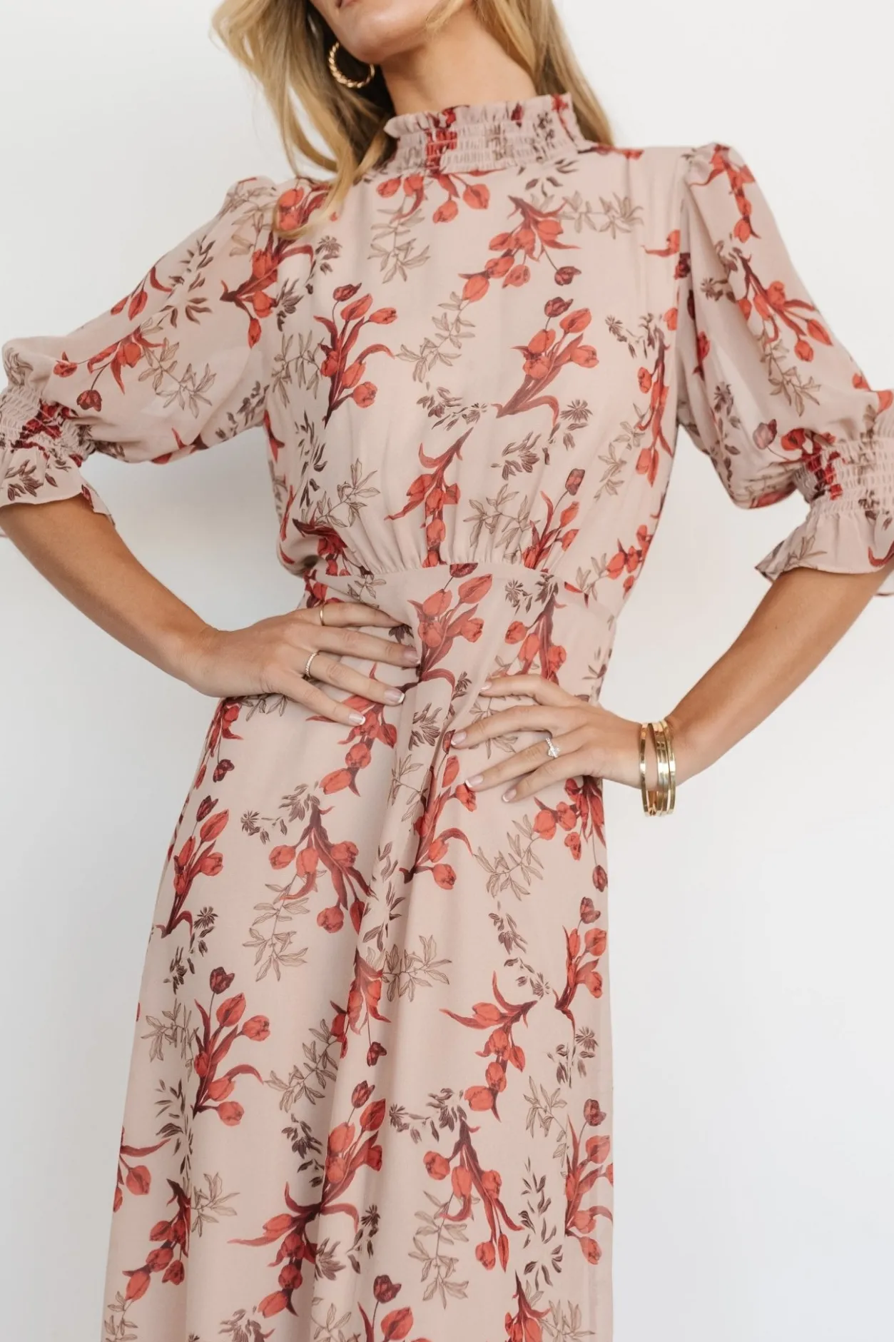 Clearance Baltic Born Marie Mock Neck Maxi Dress | Blush Floral BlushFloral