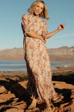 Clearance Baltic Born Marie Mock Neck Maxi Dress | Blush Floral BlushFloral