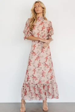 Clearance Baltic Born Marie Mock Neck Maxi Dress | Blush Floral BlushFloral