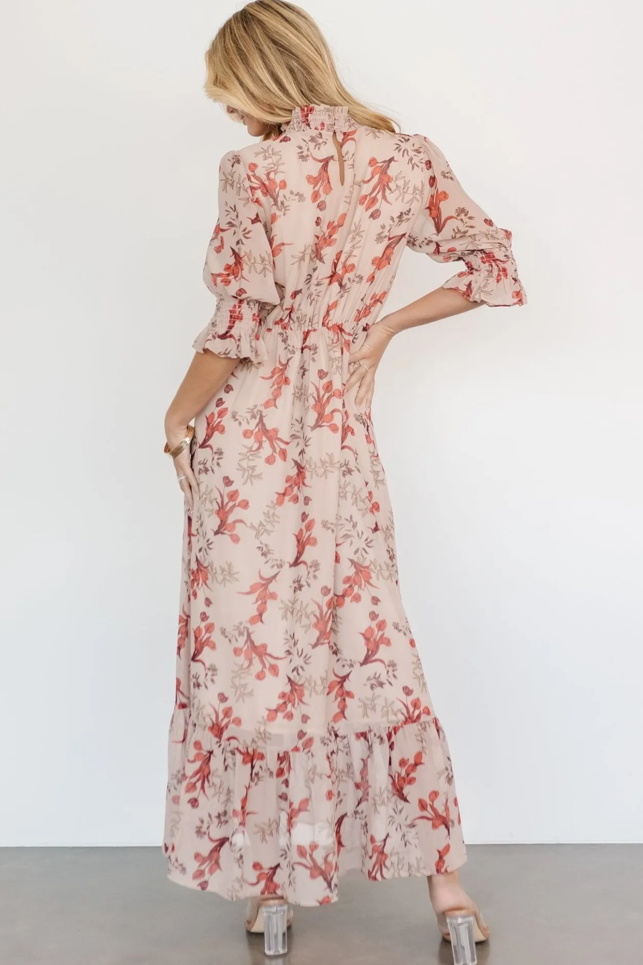 Clearance Baltic Born Marie Mock Neck Maxi Dress | Blush Floral BlushFloral