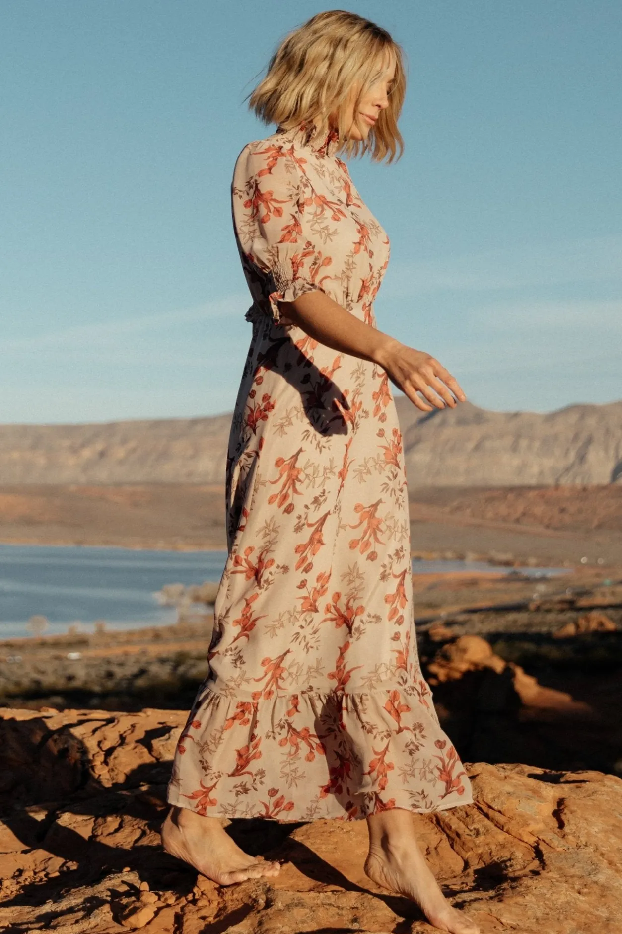 Clearance Baltic Born Marie Mock Neck Maxi Dress | Blush Floral BlushFloral