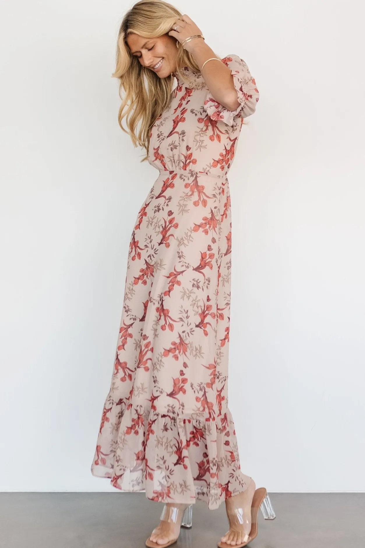 Clearance Baltic Born Marie Mock Neck Maxi Dress | Blush Floral BlushFloral