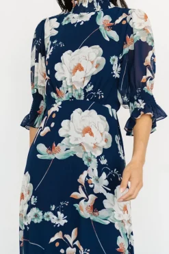 New Baltic Born Marie Mock Neck Maxi Dress | Navy Floral NavyFloral