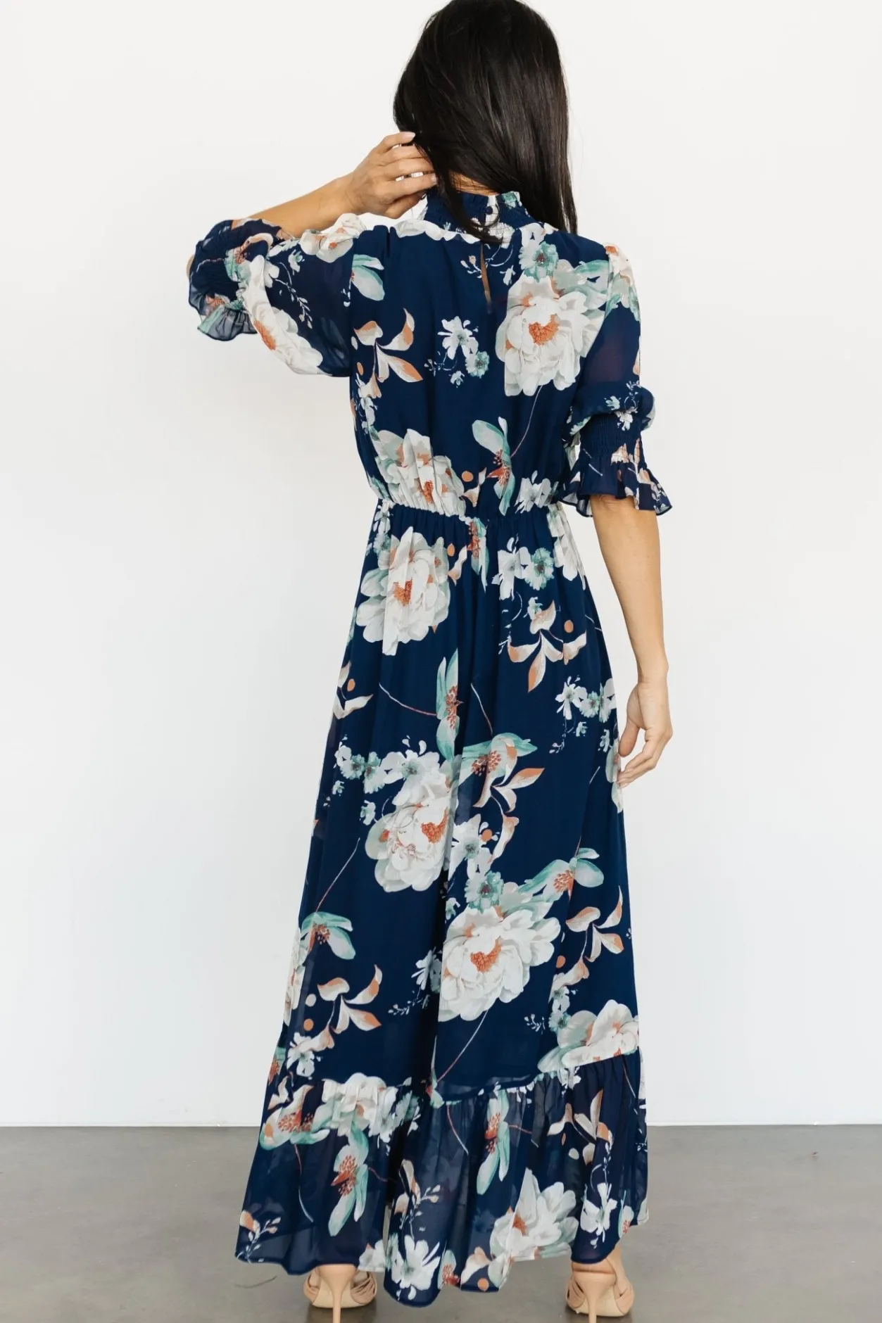 New Baltic Born Marie Mock Neck Maxi Dress | Navy Floral NavyFloral