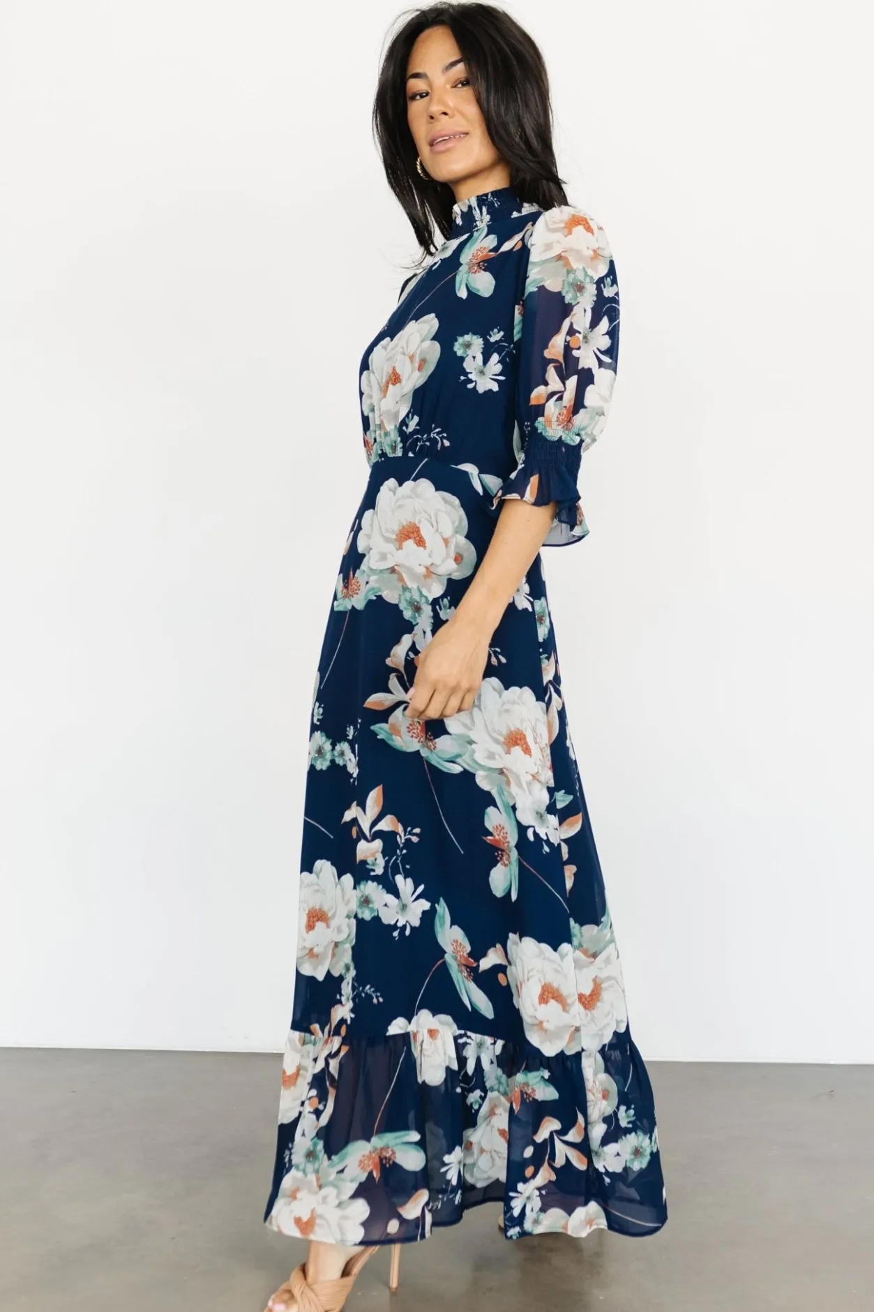 New Baltic Born Marie Mock Neck Maxi Dress | Navy Floral NavyFloral