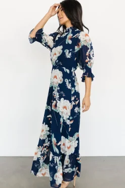 New Baltic Born Marie Mock Neck Maxi Dress | Navy Floral NavyFloral