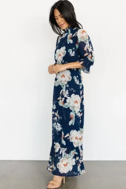 New Baltic Born Marie Mock Neck Maxi Dress | Navy Floral NavyFloral