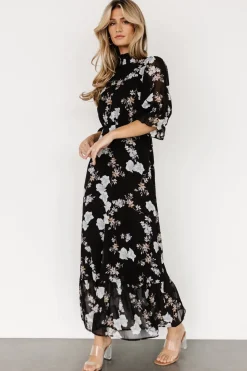 Clearance Baltic Born Marie Mock Neck Maxi Dress | Black Floral BlackFloral