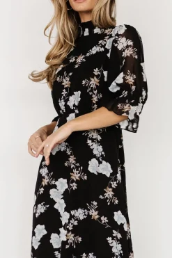Clearance Baltic Born Marie Mock Neck Maxi Dress | Black Floral BlackFloral