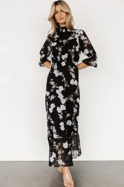 Clearance Baltic Born Marie Mock Neck Maxi Dress | Black Floral BlackFloral