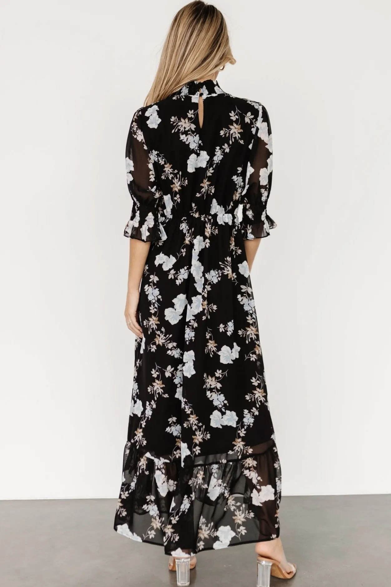 Clearance Baltic Born Marie Mock Neck Maxi Dress | Black Floral BlackFloral