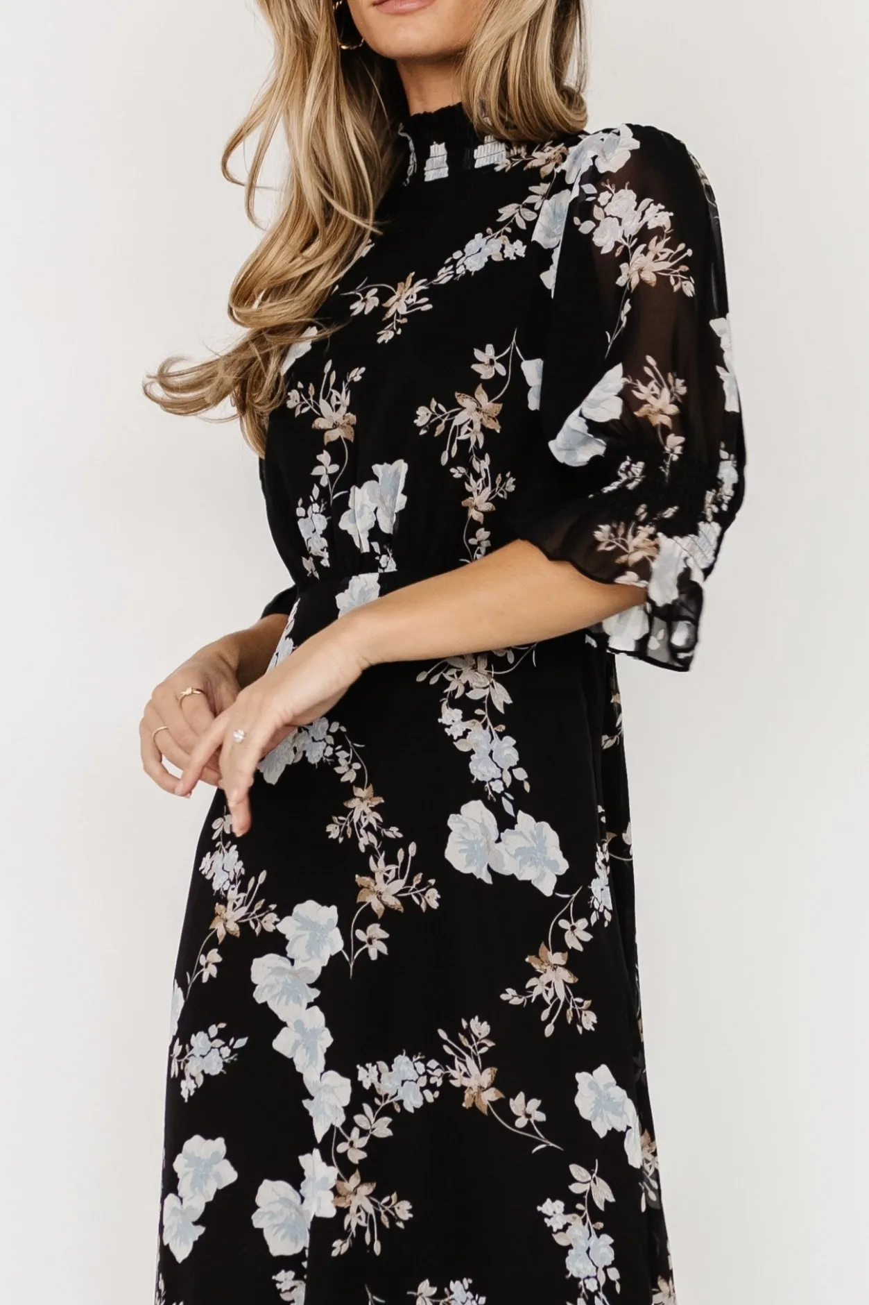 Clearance Baltic Born Marie Mock Neck Maxi Dress | Black Floral BlackFloral