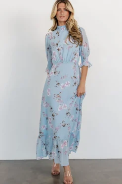 Hot Baltic Born Marie Mock Neck Maxi Dress | Sky Blue Floral SkyBlueFloral