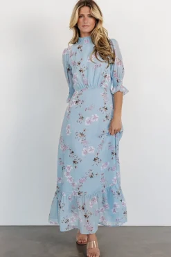 Hot Baltic Born Marie Mock Neck Maxi Dress | Sky Blue Floral SkyBlueFloral