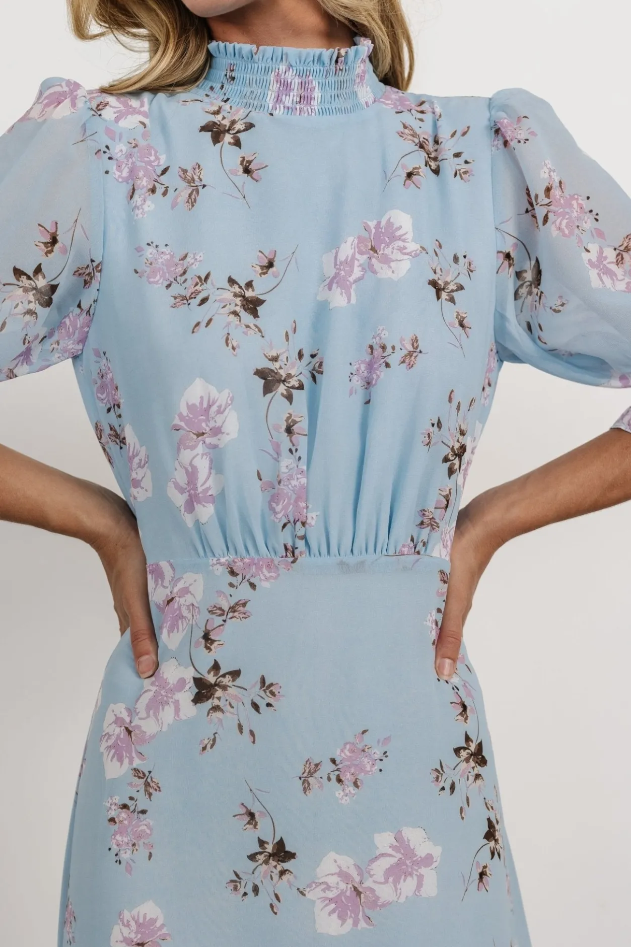 Hot Baltic Born Marie Mock Neck Maxi Dress | Sky Blue Floral SkyBlueFloral
