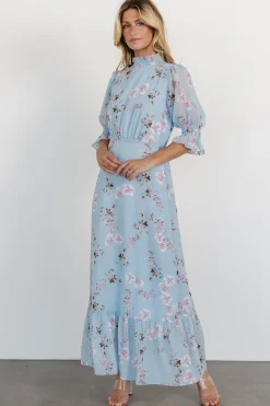 Hot Baltic Born Marie Mock Neck Maxi Dress | Sky Blue Floral SkyBlueFloral