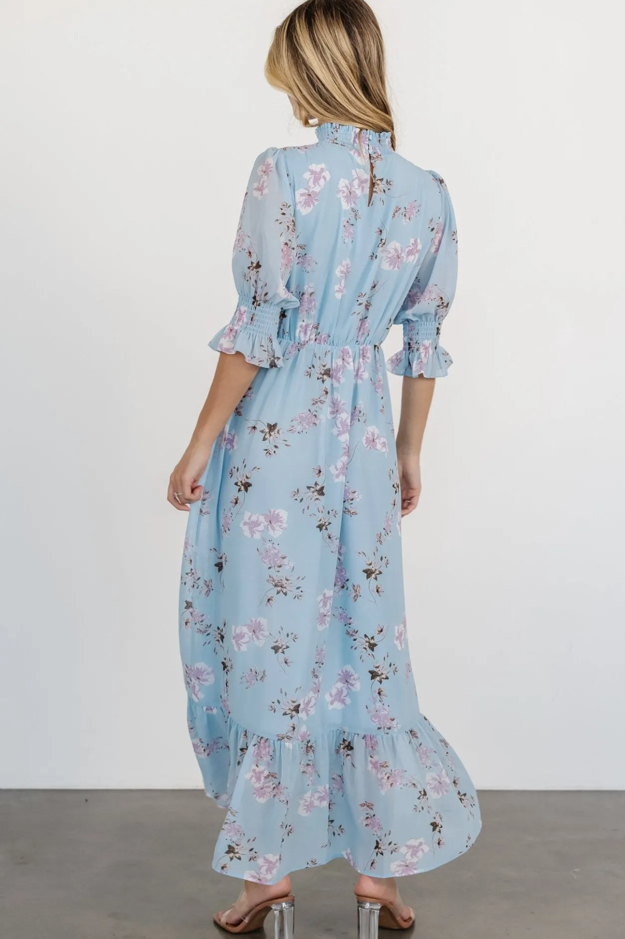 Hot Baltic Born Marie Mock Neck Maxi Dress | Sky Blue Floral SkyBlueFloral