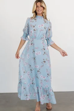 Hot Baltic Born Marie Mock Neck Maxi Dress | Sky Blue Floral SkyBlueFloral